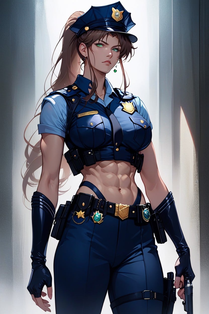 Police Uniform, Looks At The Viewer, Perfect Breasts AI Porn