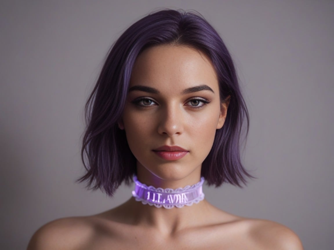 Night, Medium Breast, Glowing Purple Garter Belt Shemale AI Porn