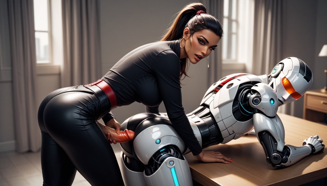 Pegging, Submale, Robot Pegs Male Latina AI Porn