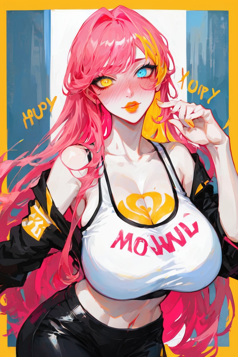 Neon Yellow Highlights, Full Lips, Cinematic Hentai AI Porn