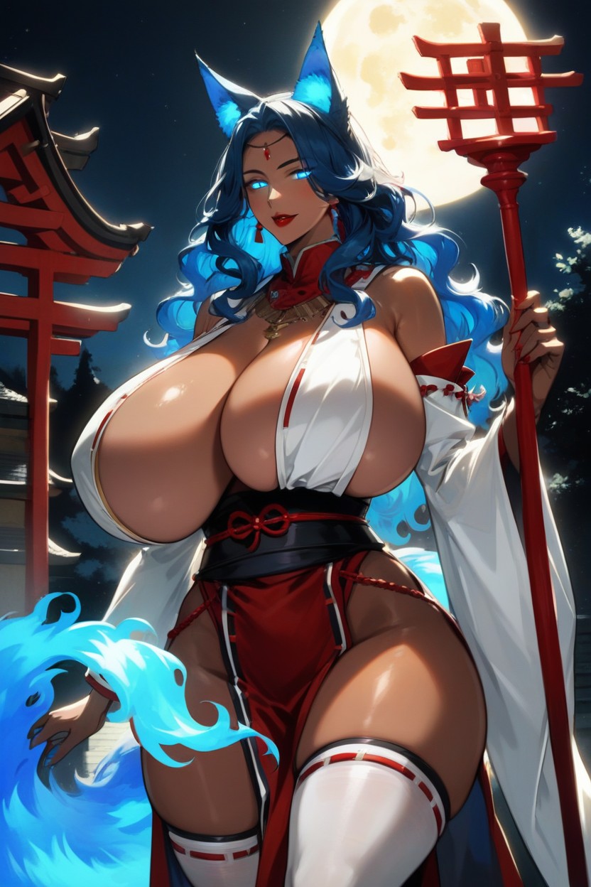 Fox Tail, Wavy Hair, Waist Shot Hentai AI Porn