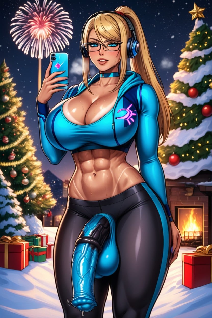Black Leggings, Giant Dick, Posing Shemale AI Porn
