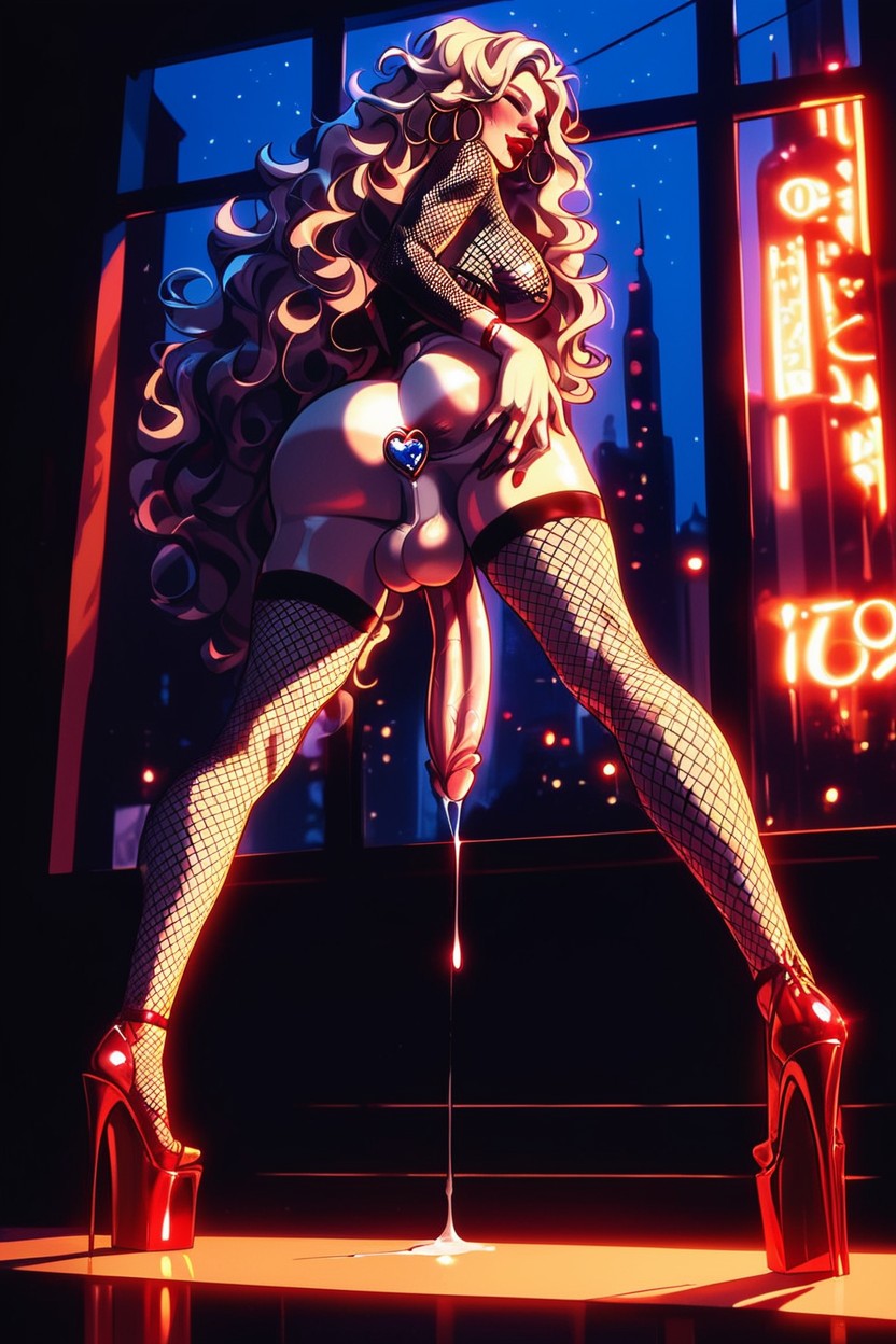 Dark Lighting, After Sex, Bottom Up View Shemale AI Porn