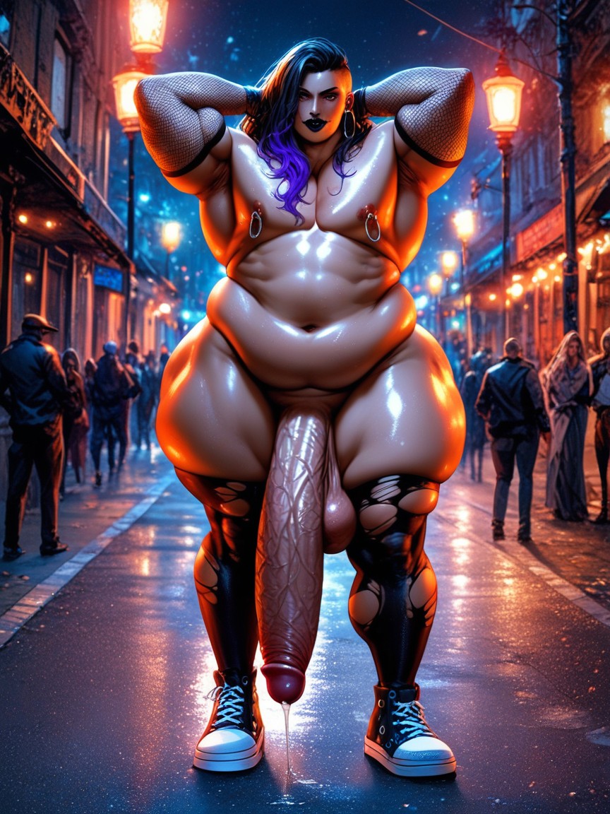 Naked, Morbidly Obese, Absurdly Oversized Comically Long Penis AI Gay Porn