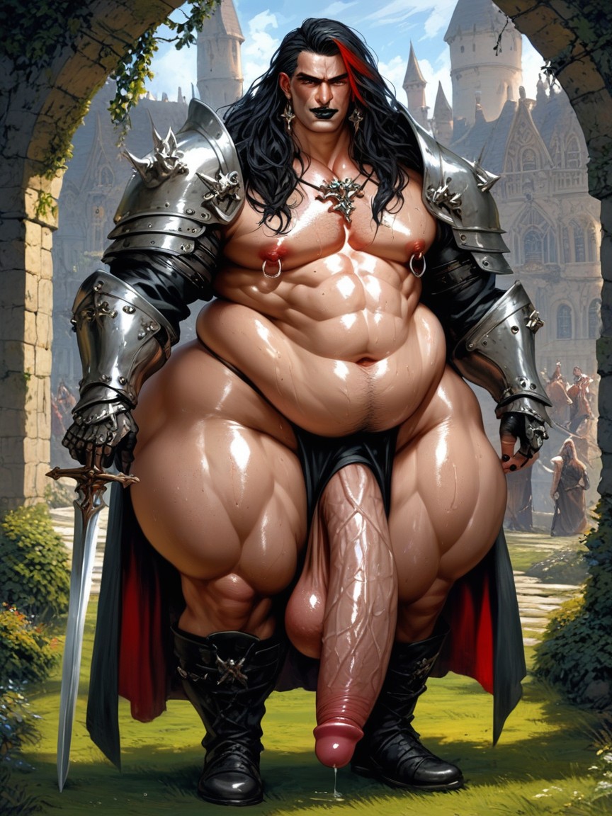 Huge Sagging Balls, Shiny Skin, Cock Longer Than Leg AI Gay Porn