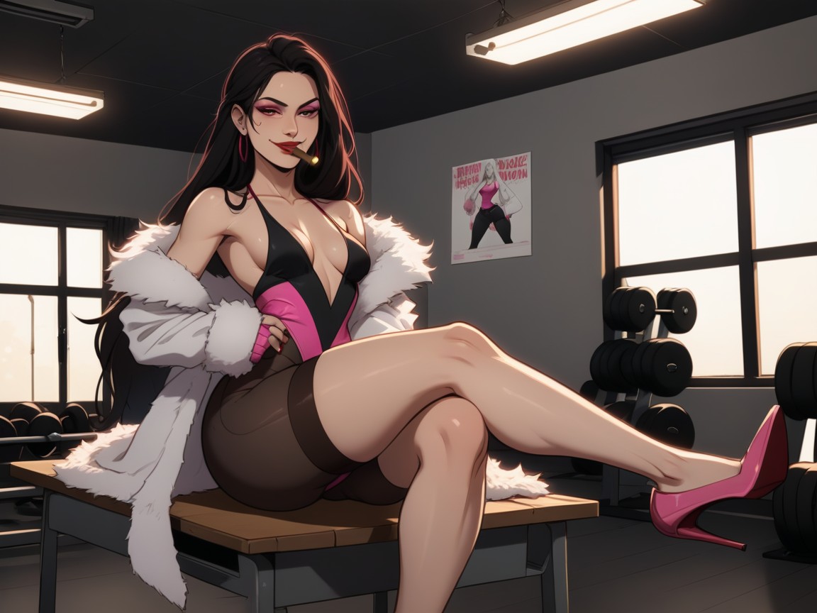 Wearing Pink Office Clothes, Smug, Saturated Colors Porno latina IA