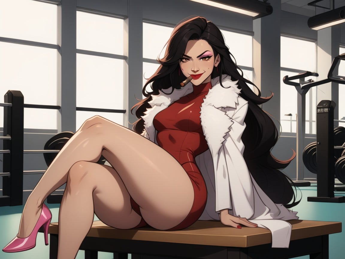 Low Torso Height, Wearing Pink Office Clothes, Desk In Background Porno latina IA