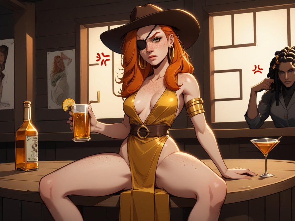 Gold Eye Patch, Round Medium Ass, Anger Vein Latina AI Porn