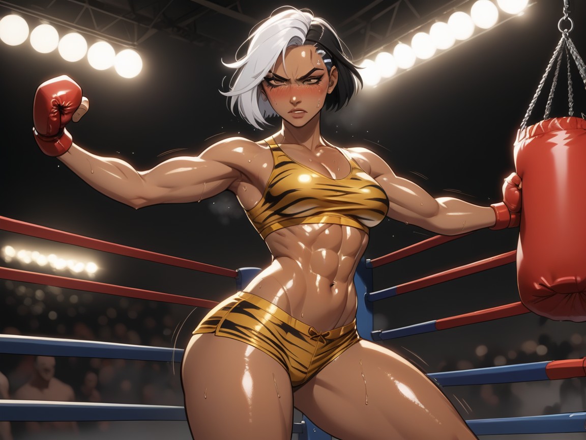 Black Hair With Silver Highlights, Boxer, 側面図 ラティーナAIエロ