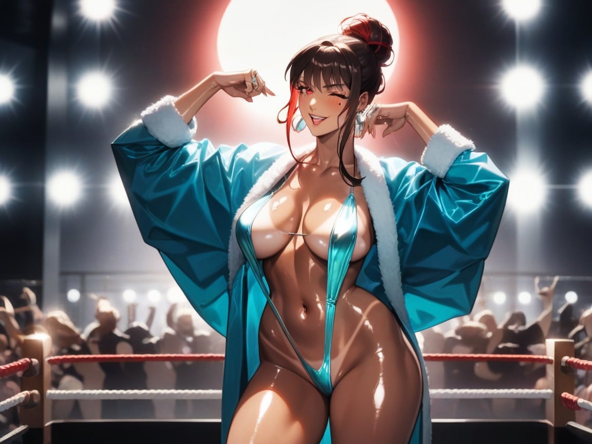 Wearing Scarlet Snake Print Clothes, Oiled Skin, Light Makeup AI Porn