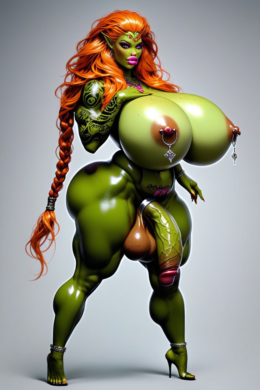 Alien, Cheveux Orange, Muscular Porno IA transsexuelle