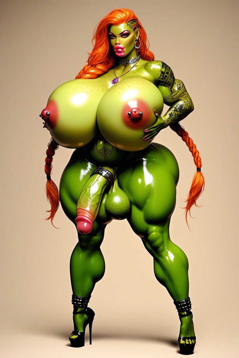 Breasts Bigger Than Torso, Muscular, Grabbing Boobs Shemale AI Porn