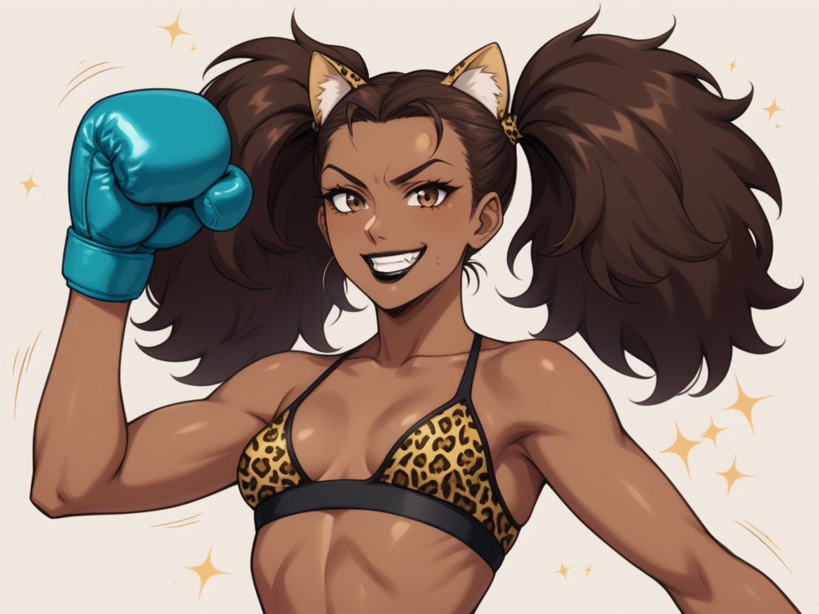 Speed Bag In Background, Tight Breasts, Cat Ears AI Porn