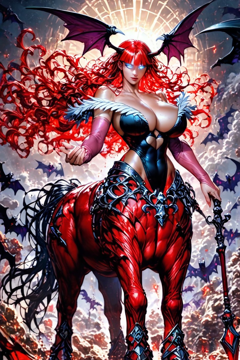Black Hair, Tall, Dark Red Furcentaur Body Hentai AI Porn
