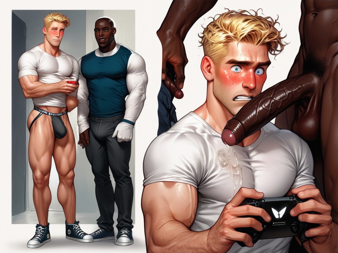 Lean Body, 18+, Interracial AI Gay Porn