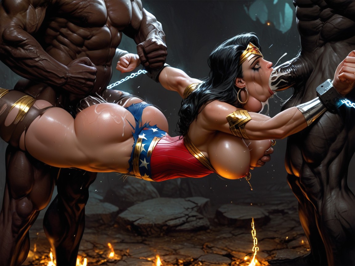 Breasts Bouncing, Surrounded By Evil Men, Thick Monster Black Cocks AI Porn