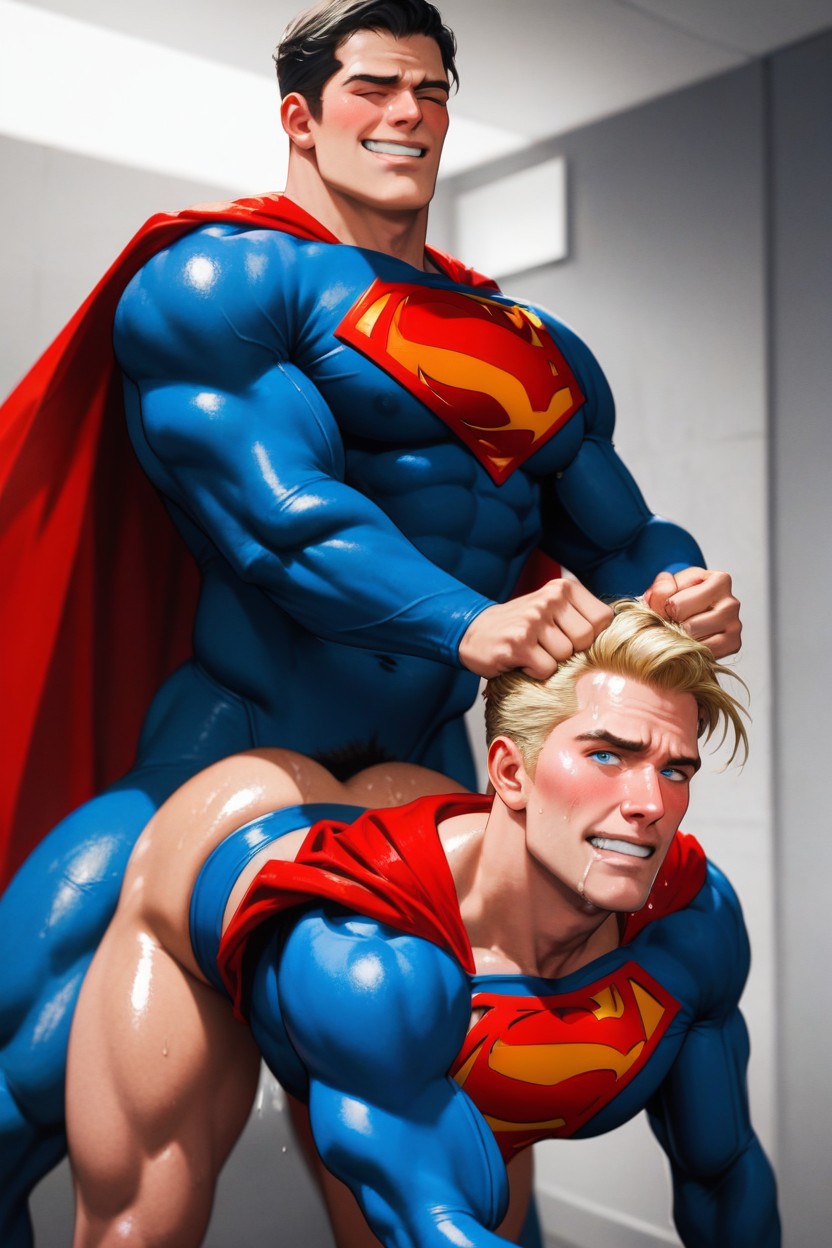 Superman Gets Fucked From Behind, Sweaty, Embarrassed AI Gay Porn