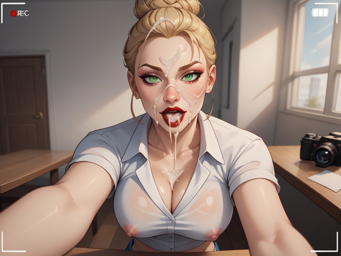 Medium Breasts, Angle View, Laying On Table AI Porn