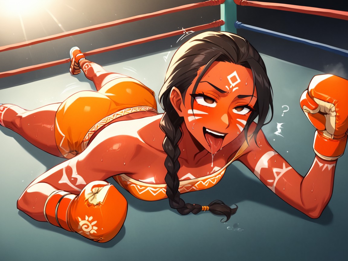 High Brightness Effects, Off-shoulder, Boxing Ring Background Latina AI Porn