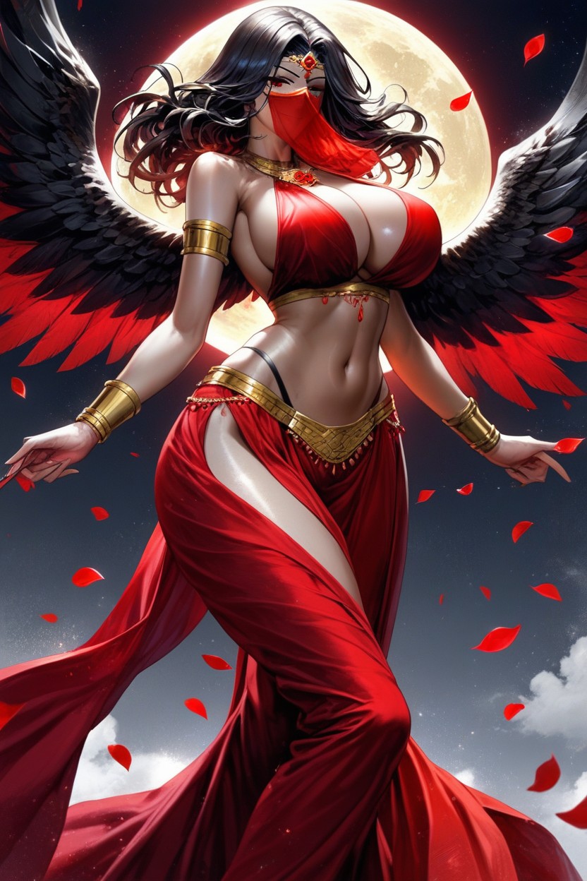 Dancer Veil Over Head, Caramel Tan Skin, Voluptuous Belly Dancer Hentai AI Porn