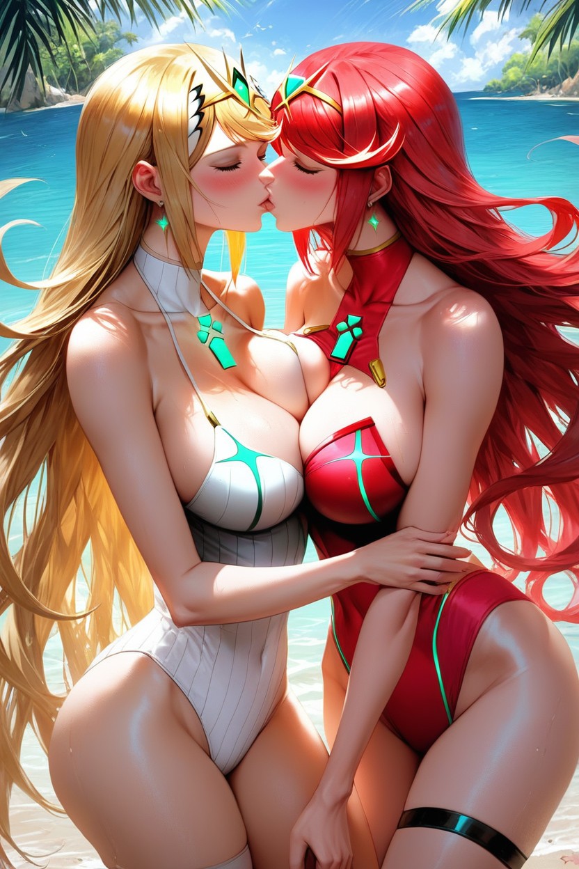 Beach, One Piece Swimsuit, Woman Hentai AI Porn