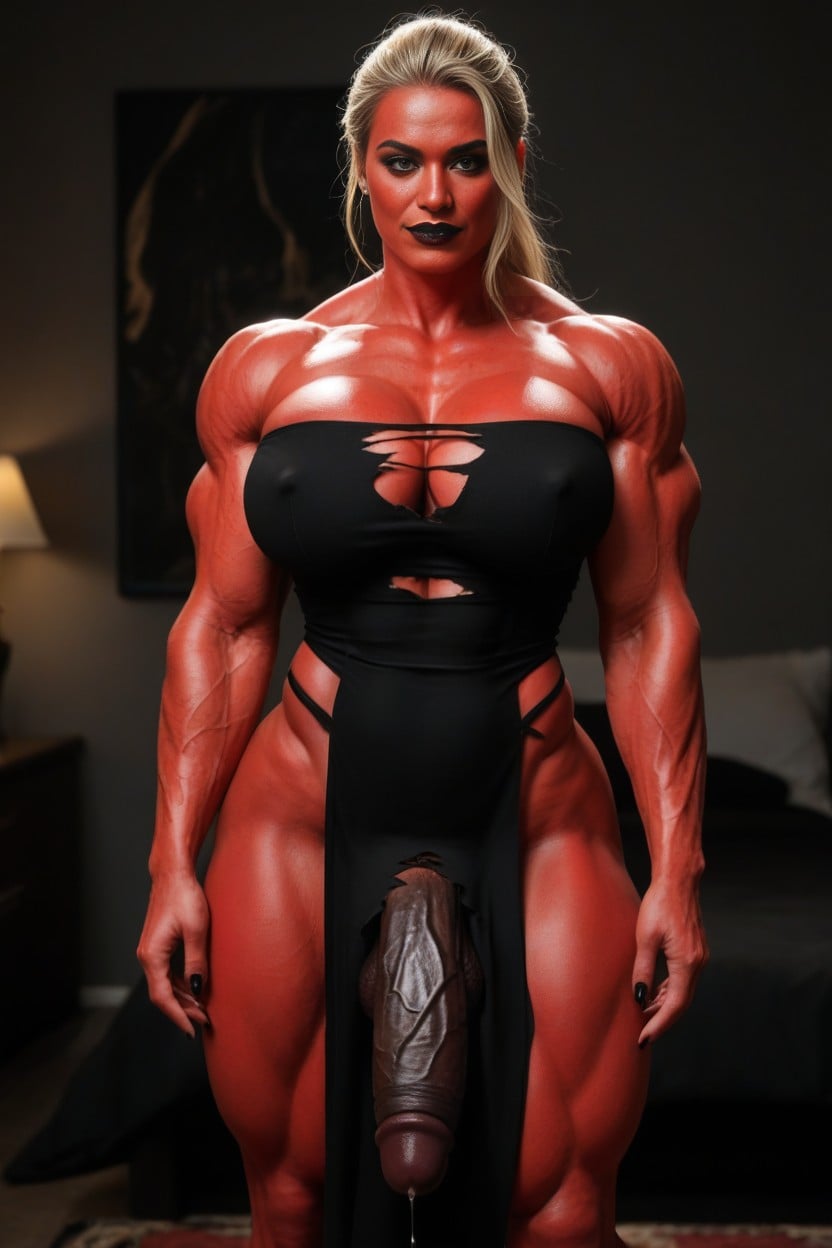 Black Lipstick, Pelo Rubio, Evil Features Porno IA