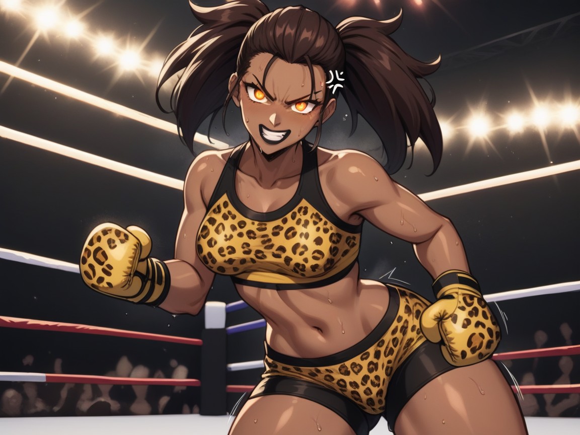 Wide Round Hips, Snatched Waist, Boxing Ring Background Porno IA latina