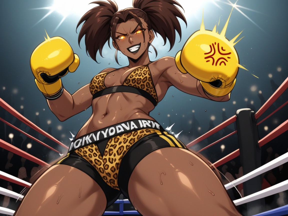 Woman Punching Viewer, Tight Breasts, Glowing Eyes Hentai AI Porn