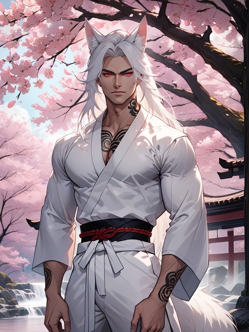 Front View, Arms Spread, Japanese Lounge Pants AI Gay Porn