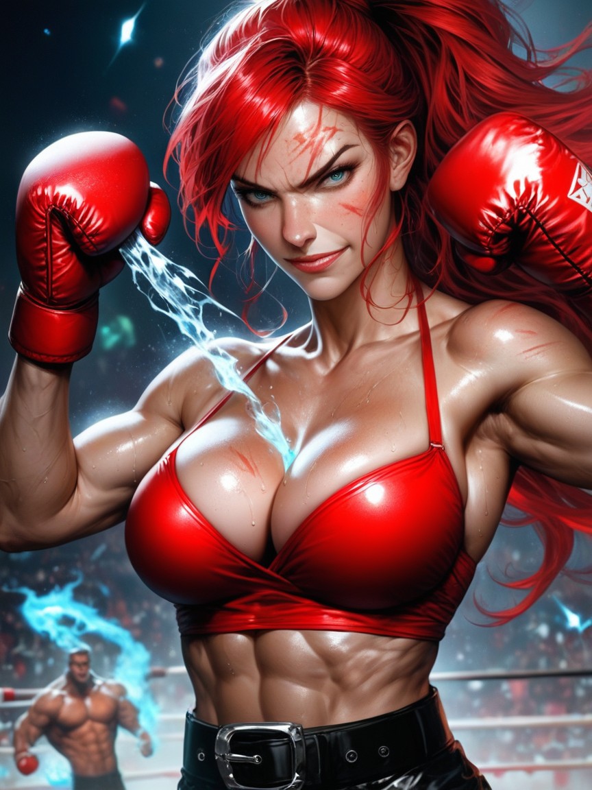 Busty Breasts, Zoom Layer, Red Hair Hentai AI Porn