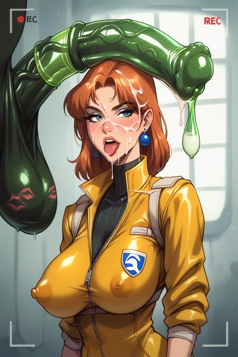Cum On Face, Erect Nipples, Shiny Jumpsuit Hentai IA