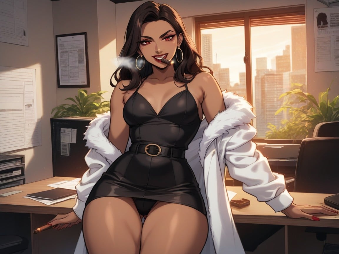 Arms Crossed, Black Hair, High Brightness Effects AI Porn