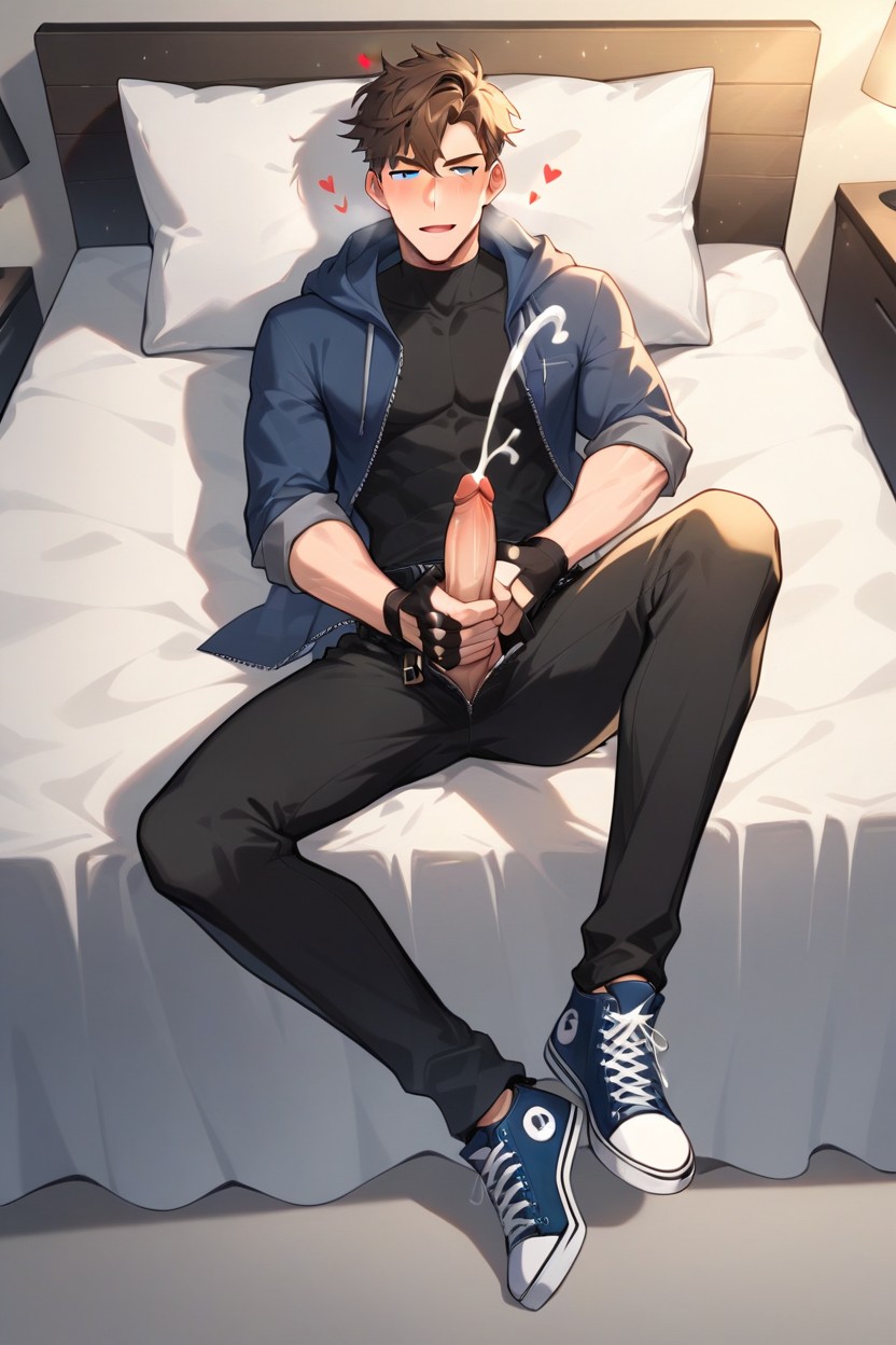 18+, Full Body View, Laying On The Bed On A Sexy Seductive Pose Porno gay IA