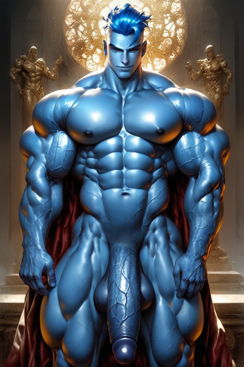 Huge Sapphire Pecs, No Earrings, Sapphire Penis AI Gay Porn