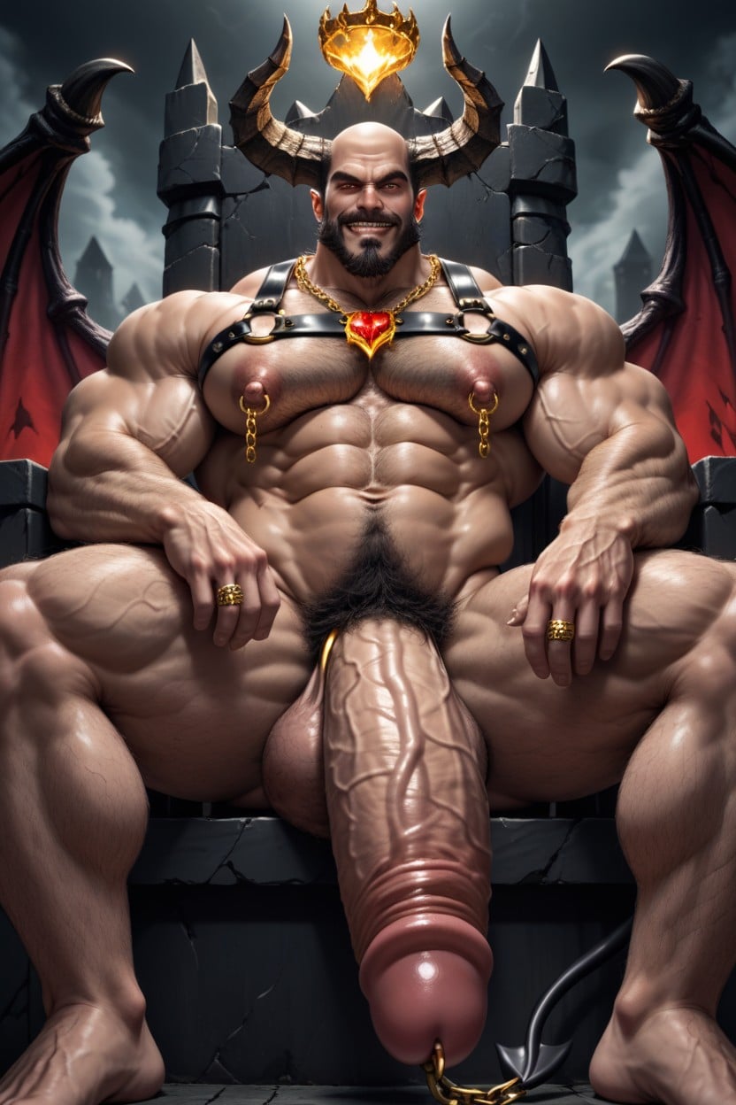 Huge Muscles, Erect Cock, Chest Hair AI Gay Porn