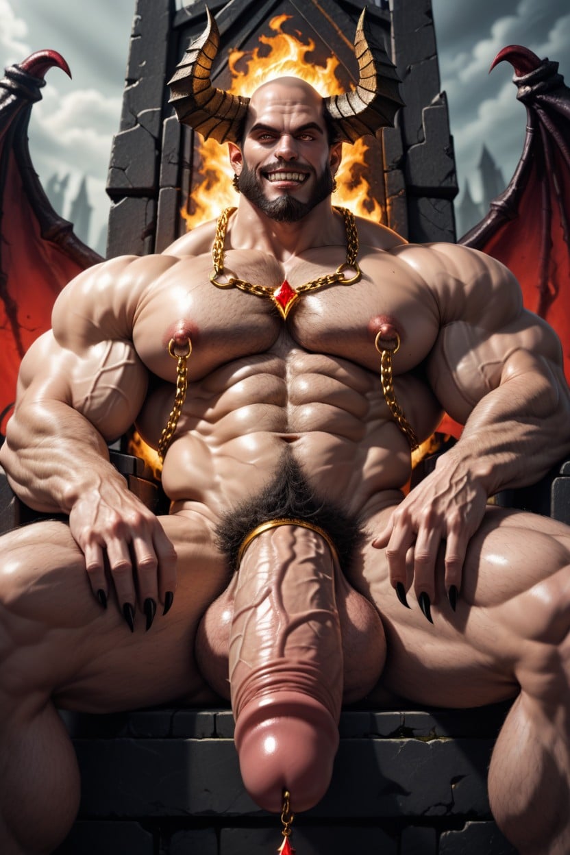 Extreme Pubic Hair, Gigantic Bulge, Wide Gold Cock Ring AI Gay Porn