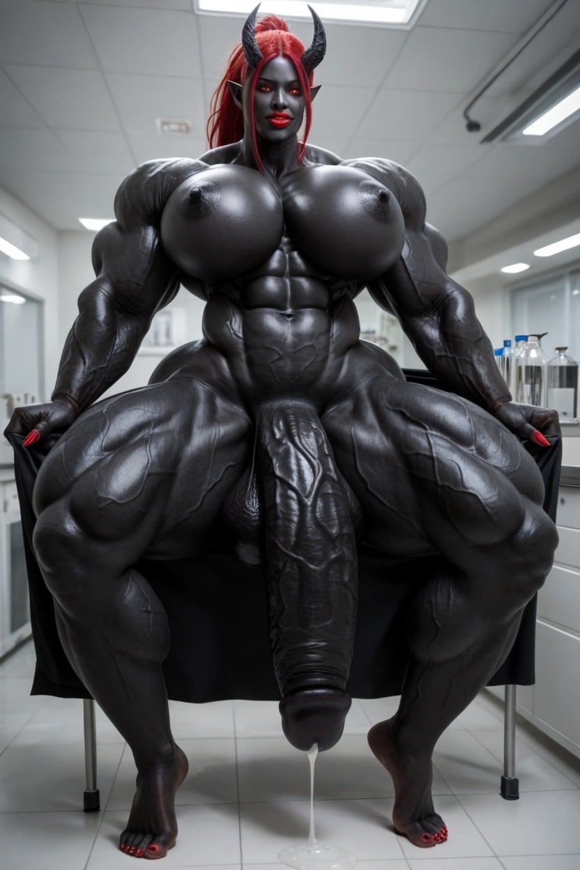 Extremely Long Black Cock, Hyper Black Cock Growth, Solo Shemale AI Porn