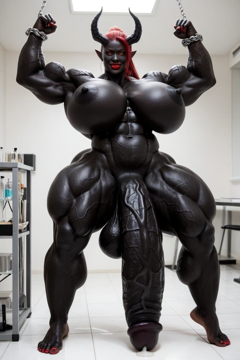Devil, Gigantic, Lying On Back Shemale AI Porn