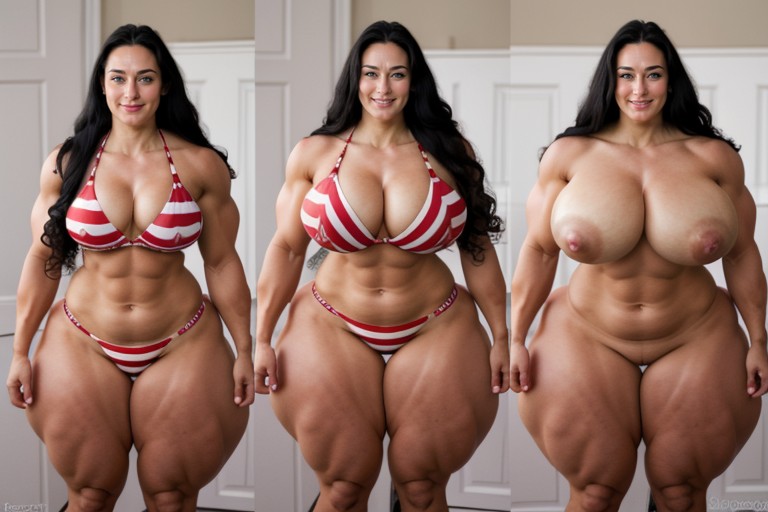 Monstrously Large Biceps, Arms Together, Split Screen AI Porn