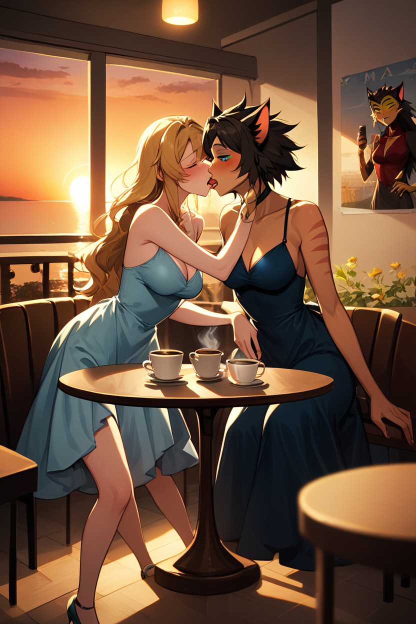Cafe, Sunset, 18+ Hentai AI Porn