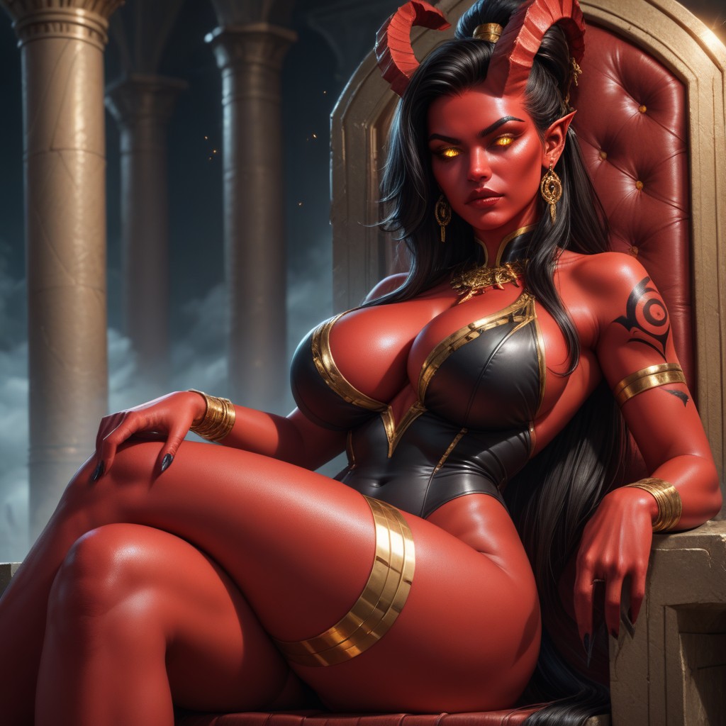 Massive Ass, Waist, Red Glowing Tattoos AI Porn