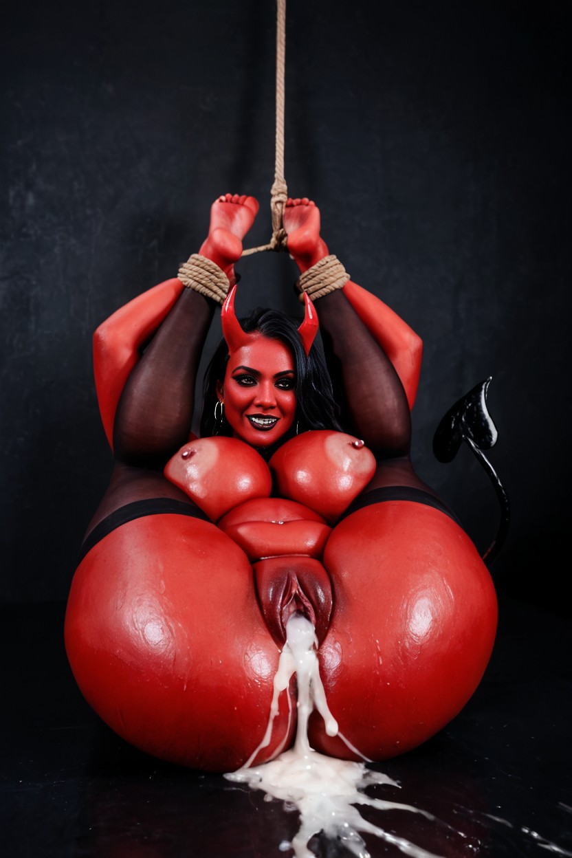 Black Stockings, Black Thigh High Stockings, Large Breast AI Porn