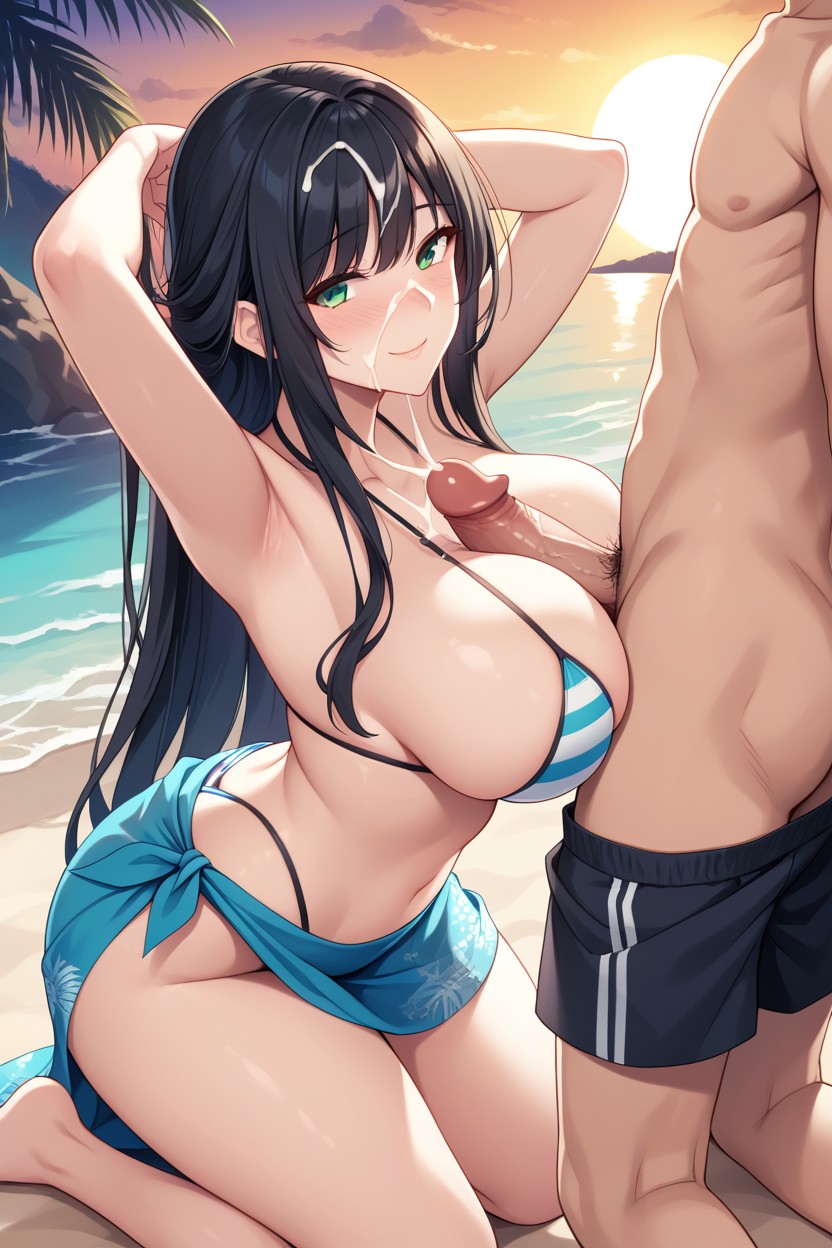 Cleavage, Kneeling, Rounded Breast Hentai AI Porn
