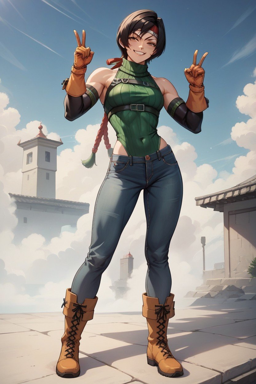 Form Fitting Clothes, Red Headband, Yuffie Kisaragi Asian AI Porn