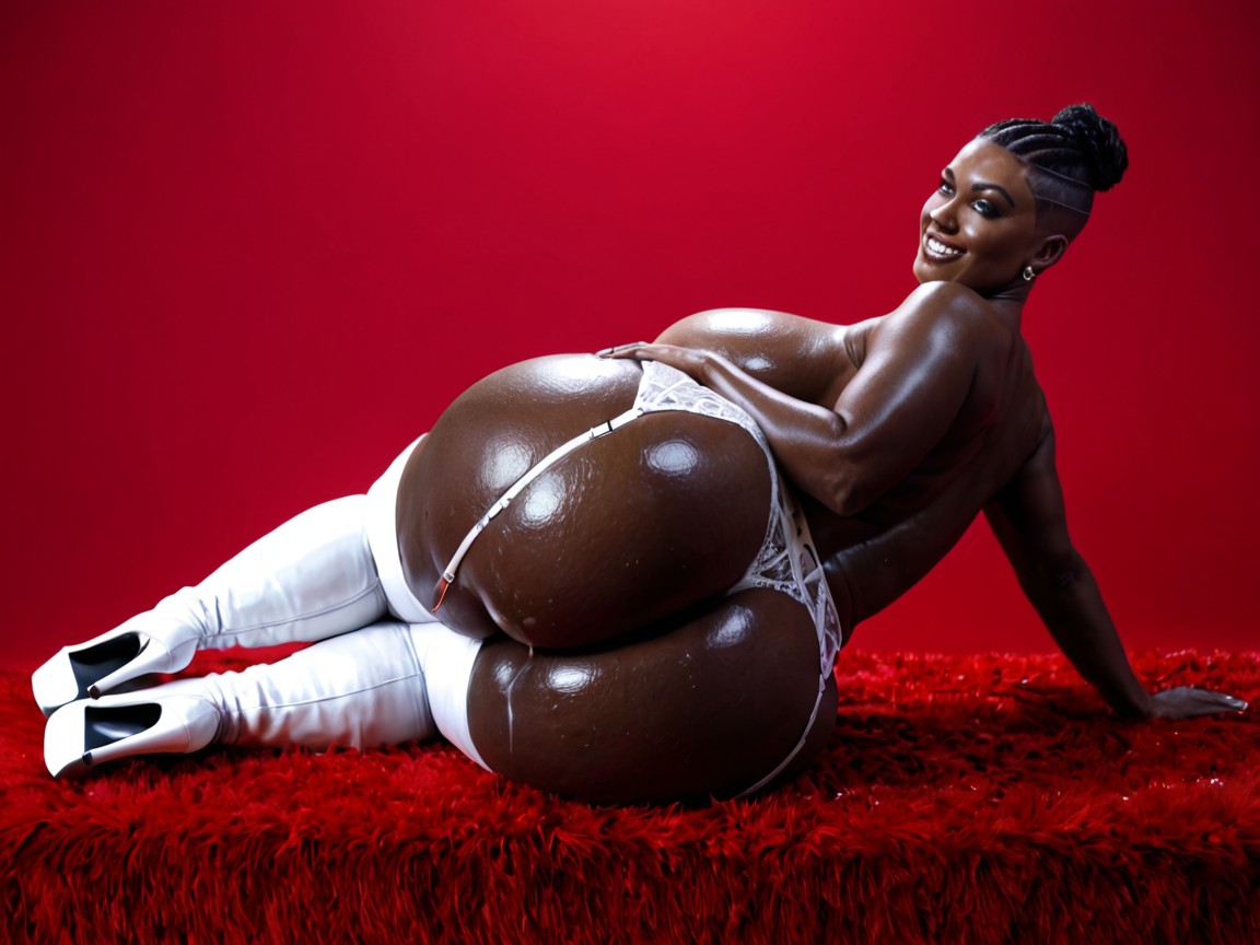 Pitch Black Skin, 18+, Simple Background BBW AI Porn