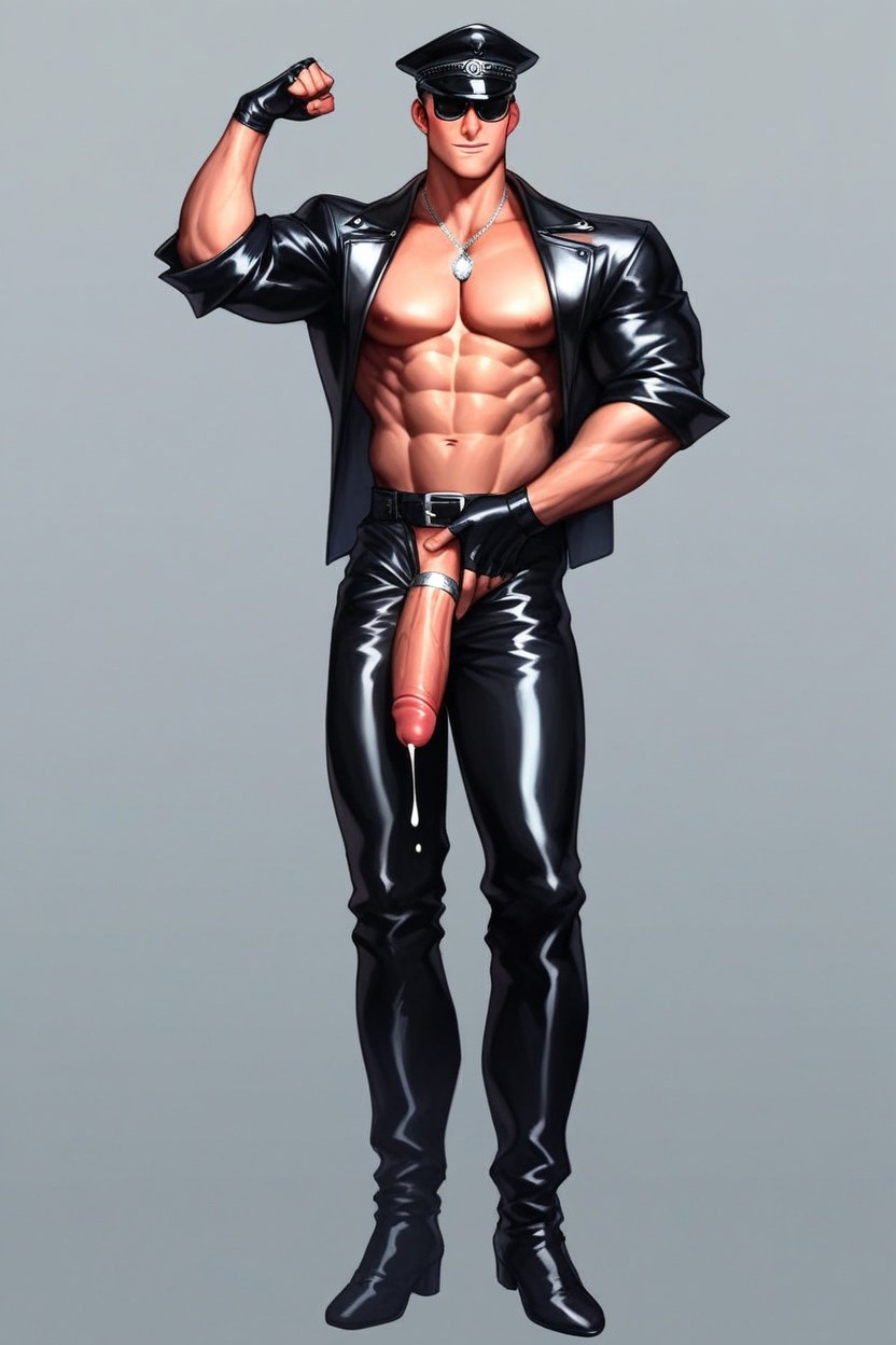 Sexy Pose, Wearing Silver Necklace With Silver Rectangle Pendant, Horny Mischievous Expression Porno gay IA