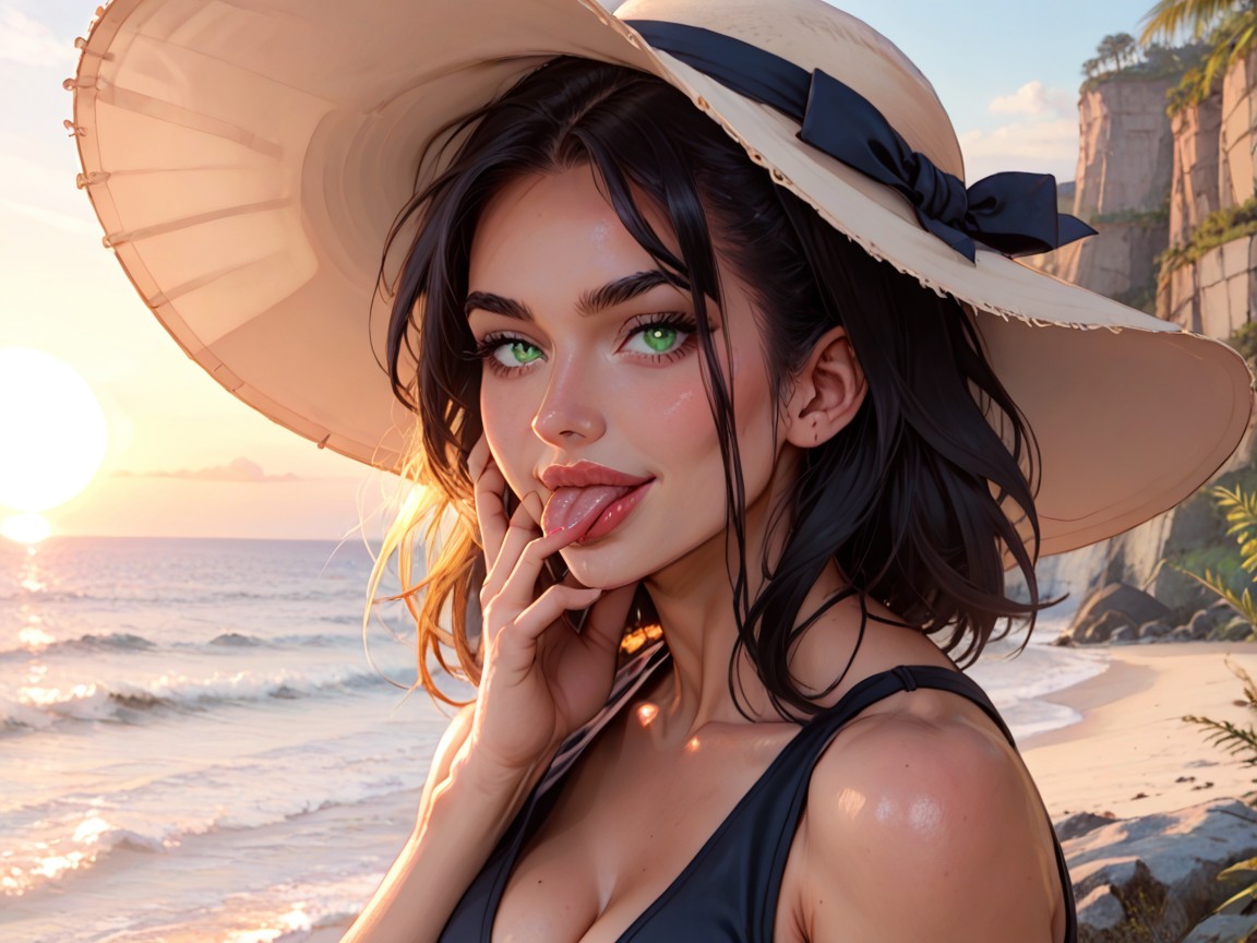 Horny, Fisheye Camera, Beach AI Porn