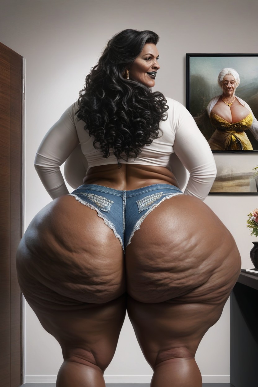Extremely Big Round Ass, Standing, Laughing AI Porn