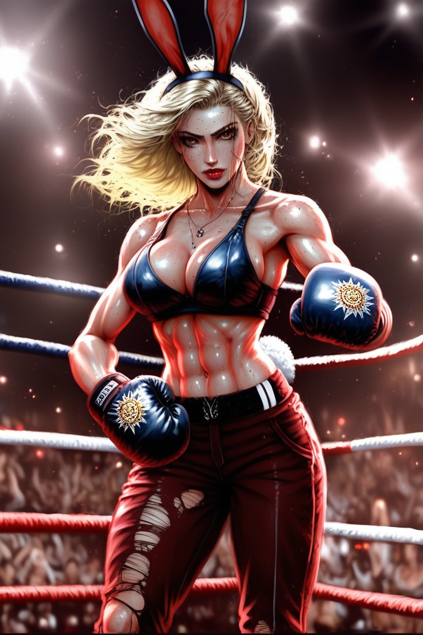 Real Bunny Ears, Boxing Glove Andripped Bra, Rabbit Legs Hentai AI Porn