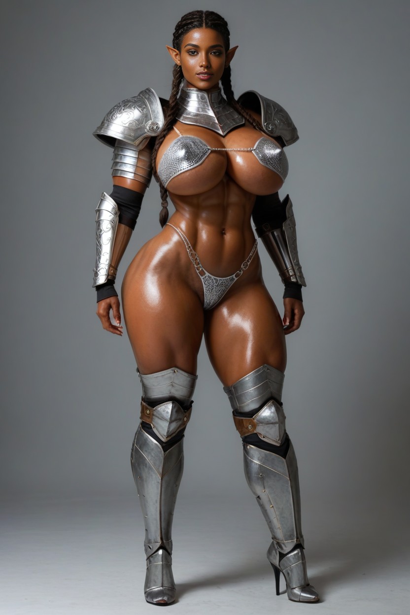 Hinata Waist, Oiled Skin, Goddess Braids Porno IA